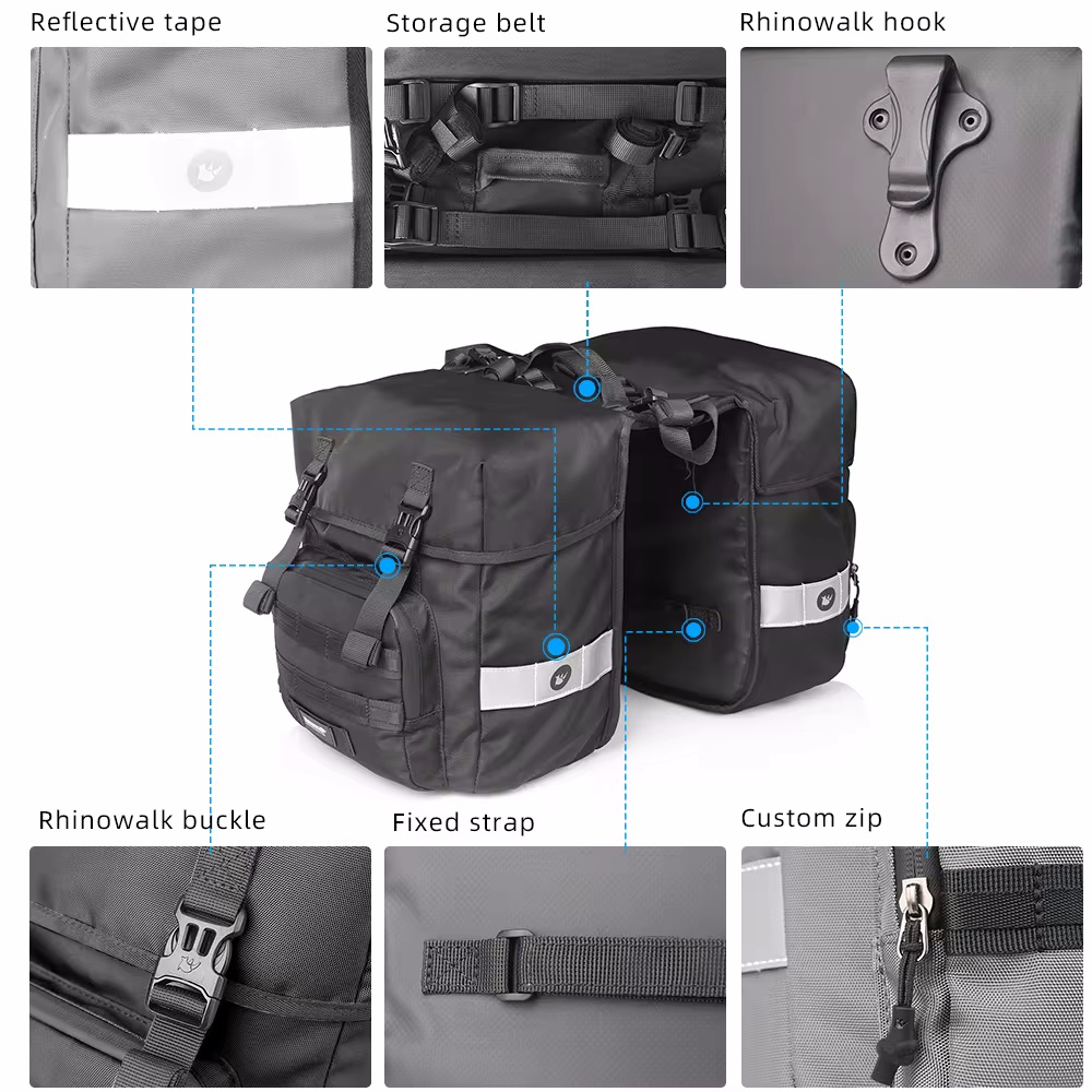 حقيبة دراجة هوائية 40 لتر 2 في - مراجعة Panniers Waterproof Rear وسعره