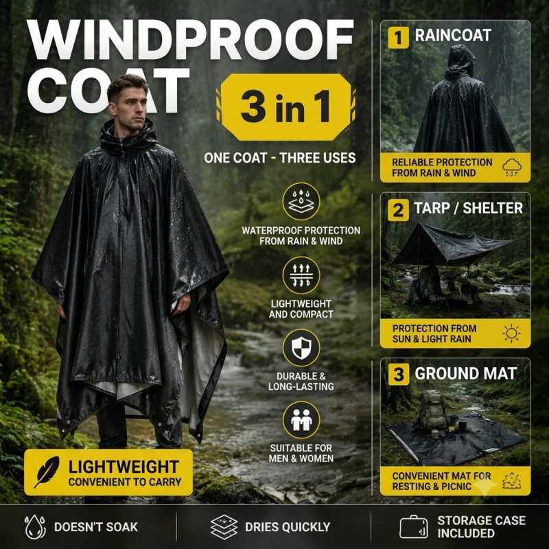 معطف مطر بغطاء للرأس للبالغين، - مراجعة Cycling Rain Jacket Commute وسعره